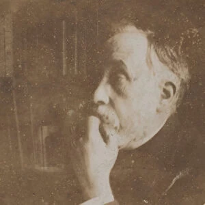 [Self-Portrait in Library (Hand to Chin)], probably 1895. Creator: Edgar Degas