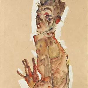 Self-Portrait with Splayed Fingers, 1911. Artist: Schiele, Egon (1890?1918)