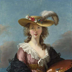 Self Portrait in a Straw Hat, 1782. Creator: Vigee Le Brun, Louise Elisabeth