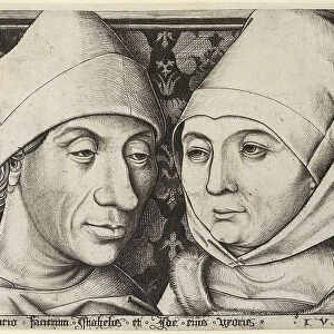 Self-Portrait with wife Ida, c. 1490. Artist: Meckenem, Israhel van, the Younger (ca 1440-1503)