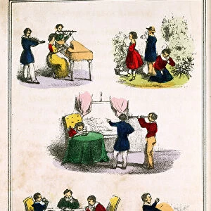 The Five Senses: smell, hearing, sight, touch and taste, c1850