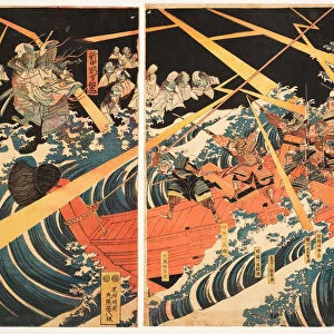 Sesshu Daimotsu no ura Heike onryo arawaruru zu (Attack of the Taira Ghosts at Daimotsu Bay), c1847