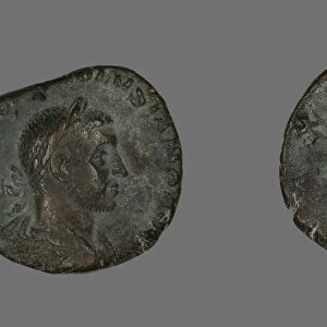 Sestertius (Coin) Portraying Emperor Volusian, 251-253. Creator: Unknown