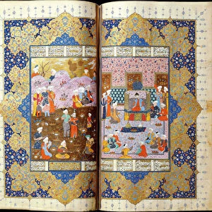 Shah Luhrasp?s Ascension to the Throne (Manuscript illumination from the epic Shahname by Ferdowsi). Artist: Iranian master