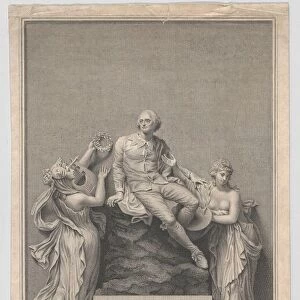 Shakespeare Seated Between the Dramatic Muse and the Genius of Painting, 1797. Creator: James Stow