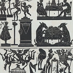 Sheet 11 of figures for Chinese shadow puppets, 1859. Creator: Juan Llorens