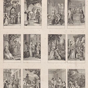 Sheet of 13 subjects for an Almanac, ca. 1780. Creator: Dorgez