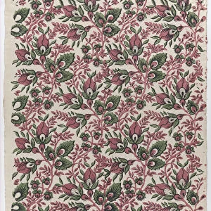 Sheet with overall floral and vine pattern, late 18th-mid-19th century. late 18th-mid-19th century. Creator: Anon