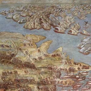 The siege of Malta. Detail. Artist: Perez d Aleccio (da Lecce), Matteo (1547-1616)