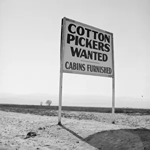 Sign on U. S. 99 main highway between Los Angeles and San Francisco, Kern County, California, 1939. Creator: Dorothea Lange