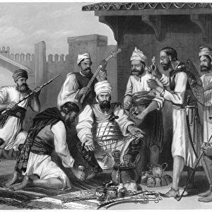 Sikh troops dividing the spoils taken from mutineers, 1857, (c1860)
