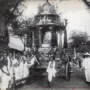 The silver chariot of the Chettiars, Saigon, Vietnam, 1912