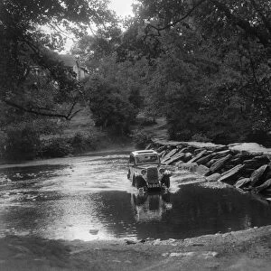 Singer 9 coupe competing in the Mid Surrey AC Barnstaple Trial, Tarr Steps, Exmoor, 1934