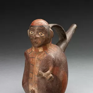 Single-Spout Vessel in the Form of a Figure Holding a Jar, A. D. 600 / 1000