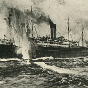 The sinking of the SS Arabic, First World War, 19 August 1915, (c1920). Creator: Unknown