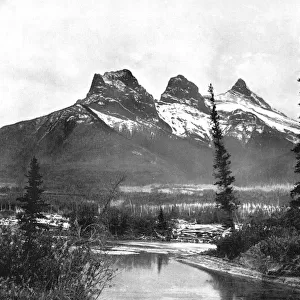 The Three Sisters, Canmore, Canadian Pacific Railway, 1893. Artist: John L Stoddard