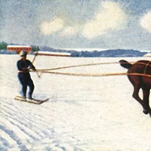 Skijoring in Sweden, c1928. Creator: Unknown