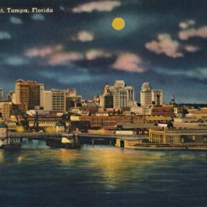Skyline by Moonlight, Tampa, Florida, c1940s