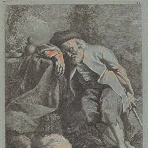 Sleeping Old Man with Dog, 1759. Creator: Francesco Londonio