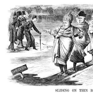Sliding on Thin Ice, 1869. Artist: John Tenniel