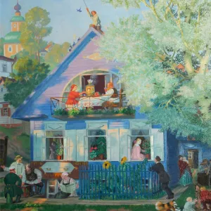 Small Blue House, 1920. Artist: Kustodiev, Boris Michaylovich (1878-1927)