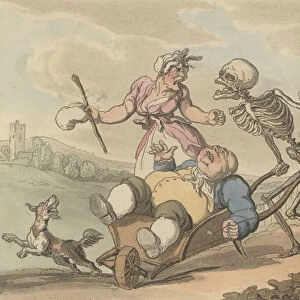 The Sot (The English Dance of Death, plate 12), July 1814. Creator: Thomas Rowlandson