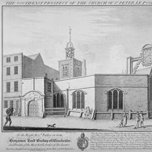 South-east prospect of the Church of St Peter-le-Poer, City of London, 1736. Artist