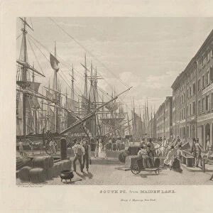 South Street from Maiden Lane, New York, in 1828, 1834. Creator: William James Bennett