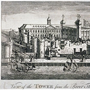 South view of the Tower of London with boats on the River Thames, 1776