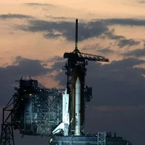 Space Shuttle on launch pad, Kennedy Space Center, Merritt Island, Florida, USA, 1980s