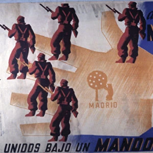 Spanish Civil War (1936 - 1939), propaganda poster of the Republican Government encouraging