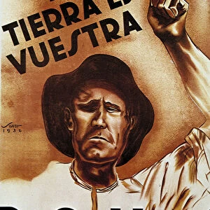 Spanish Civil War (1936-1939), poster Campesinos, la tierra es nuestra (Farmers