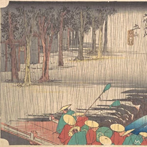 Spring Rain at Tsuchiyama (50th Station of the Tokaido), 19th century. Creator: Ando Hiroshige