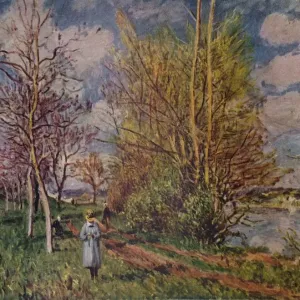 Spring on the River Banks, late 19th century. (1941). Artist: Alfred Sisley Spring on the River Banks, late 19th century. (1941). Artist: Alfred Sisley