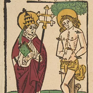 St. Gregory and St. Sebastian (Schr. 1493x), 15th century. 15th century. Creator: Anon