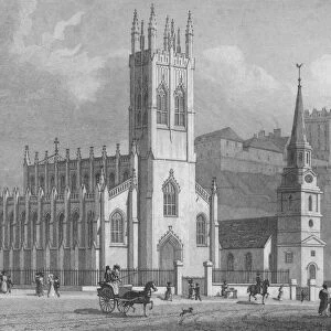 St. Johns Chapel, St. Cuthberts Church, and New Barracks, 1829. Artist: WH Bond