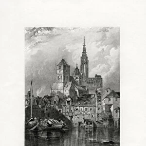 St Omer and the cathedral, Strasbourg, France, 19th century. Artist: W Richardson
