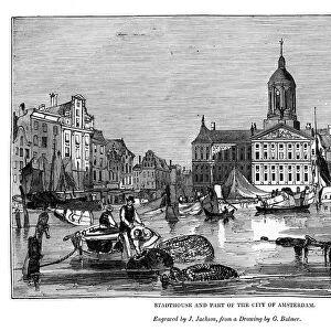 Stadthouse and part of the city of Amsterdam, 1843. Artist: J Jackson