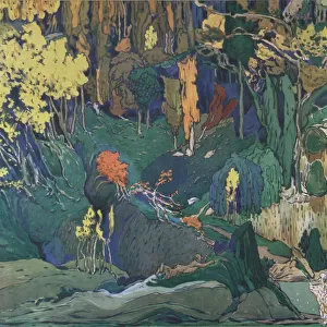 Stage design for the ballet The Afternoon of a Faun by C. Debussy, 1912. Artist: Bakst, Leon (1866-1924)