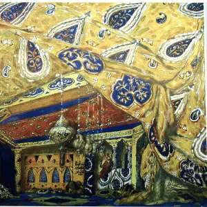 Stage design for the ballet Sheherazade by N. Rimsky-Korsakov, 1910. Artist: Bakst, Leon (1866-1924)