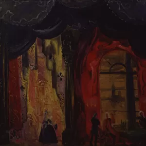 Stage design for the opera Queen of spades by P. Tchaikovsky, 1944. Artist: Dmitriyev