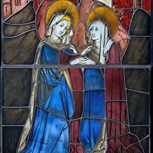 Stained Glass Panel with the Visitation, German, 1444. Creator: Unknown