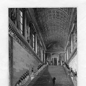 The Staircase of the Chambre des Pairs, Paris, France, 1829. Artist: J Winkle