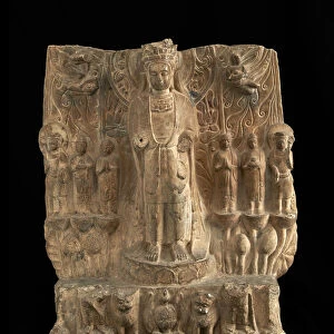 Standing bodhisattva with attendants, Period of Division, 550-577. Creator: Unknown