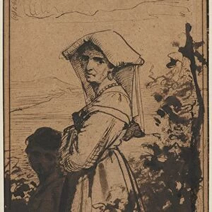 Standing Woman and Child, 2nd half 1800s. Creator: Carl Bloch (Danish, 1834-1890)