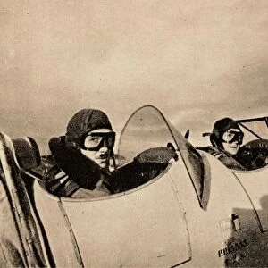 Starting on an instructional flight in a Miles Magister. The pupil is in the rear cockpit, 1940