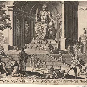 The Statue of Jupiter at Olympia (from the series The Eighth Wonders of the World) After Maarten van Heemskerck, 1572. Artist: Galle, Philipp (1537-1612)