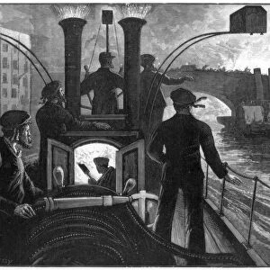 Steam fire-engine going to a riverside fire, London fire brigade, 1890. Artist: WB Murray
