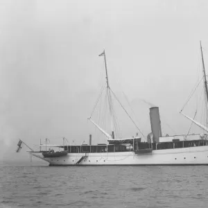 The steam yacht Agatha at anchor, 1919. Creator: Kirk & Sons of Cowes