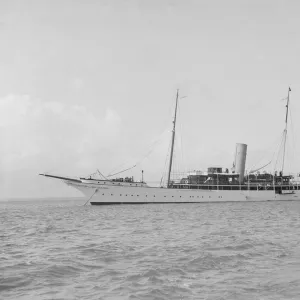 The steam yacht Eileen at anchor, 1914. Creator: Kirk & Sons of Cowes